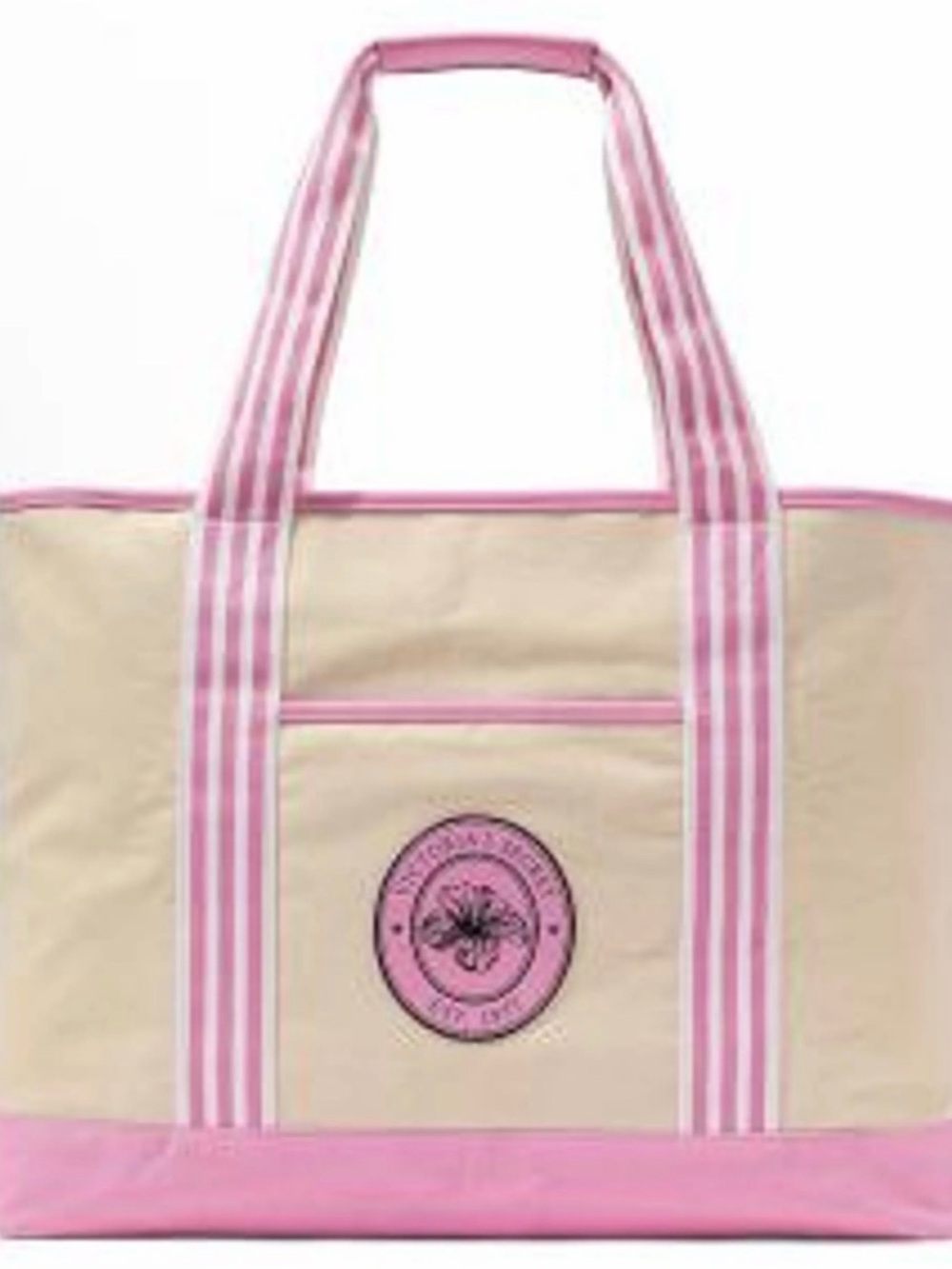 Victoria’s Secret Canvas Tote Bag in Pink and Cream